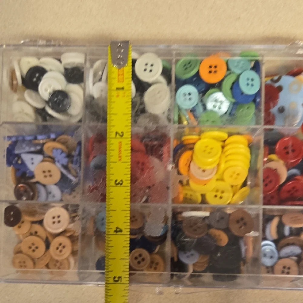 Multi-Color Button Lot With Storage Container